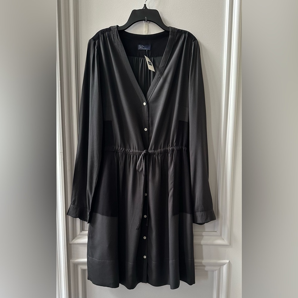 NWT GAP Moonless Night Dress Charcoal Gray w/Black Contrast Panels Size 10